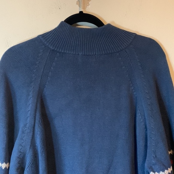 NWOT St. John’s Bay Fair Isle Sweater XL Navy Cotton Quarter Zip Pullover Knit - Picture 12 of 13